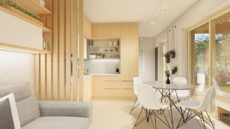návrh interiéru modulového domu na celoročné bývanie | emter.sk